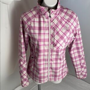 The North Face Apex Bionic fleece lined purple plaid jacket L